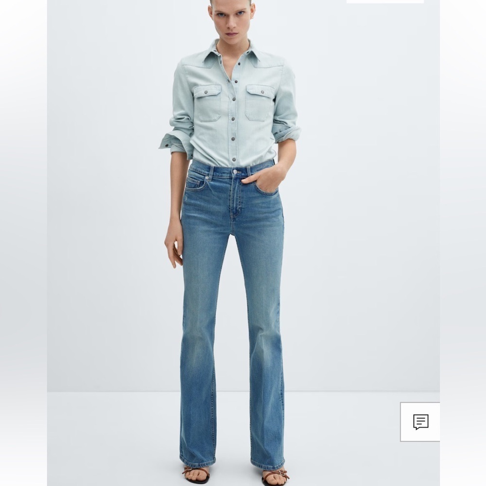 Mango Light Blue High-Waist Flare Jeans